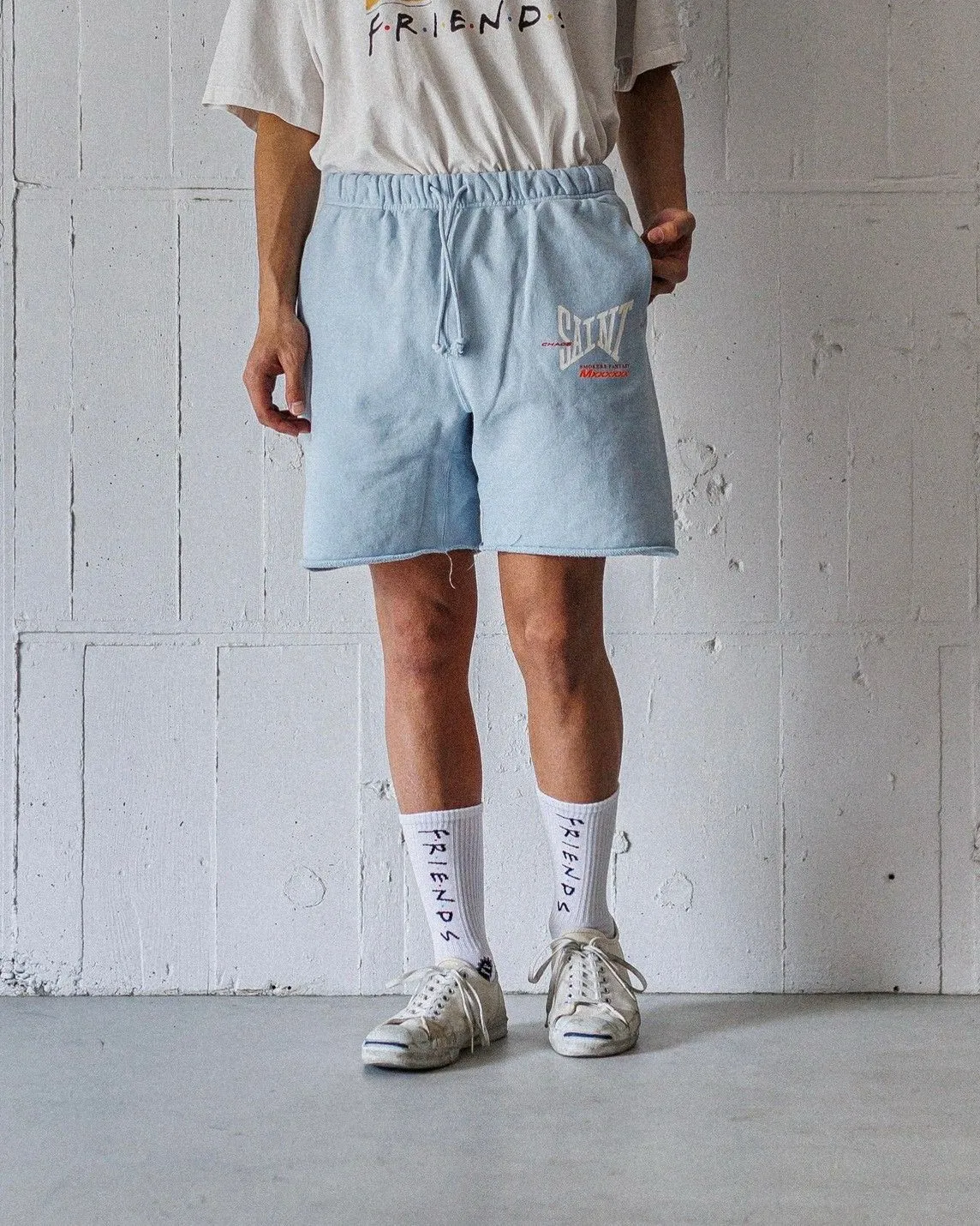SAINT Mxxxxxx SWEAT SHORTS/RIBON SAINT/BLK pink SAINT LOGO shorts, black S-XL cotton and linen OE yarn fabric, stiff, light, comfortable and breathable, non-locking design, naturally rolled back after water, super handsome version, easy to match, original consistent main mark, wash water mark, little angel anti-counterfeiting mark